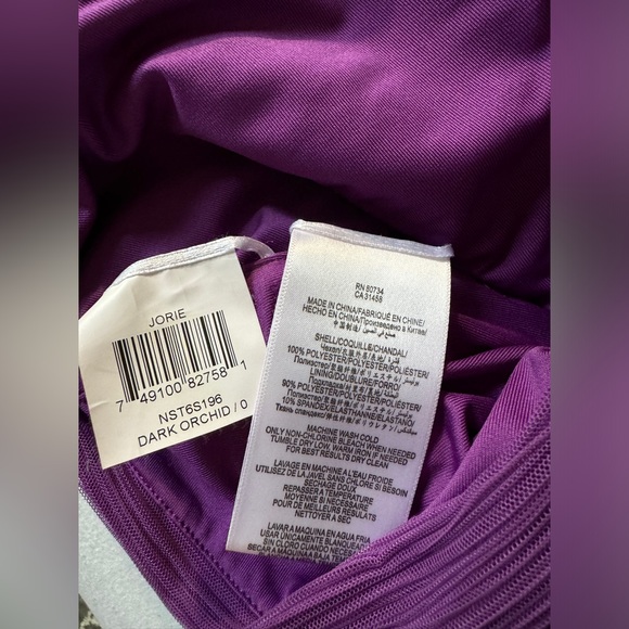 BCBG MaxAzria Jorie Dark Orchid Tulle Tiered Sheath Dress Size 0 - Picture 10 of 14